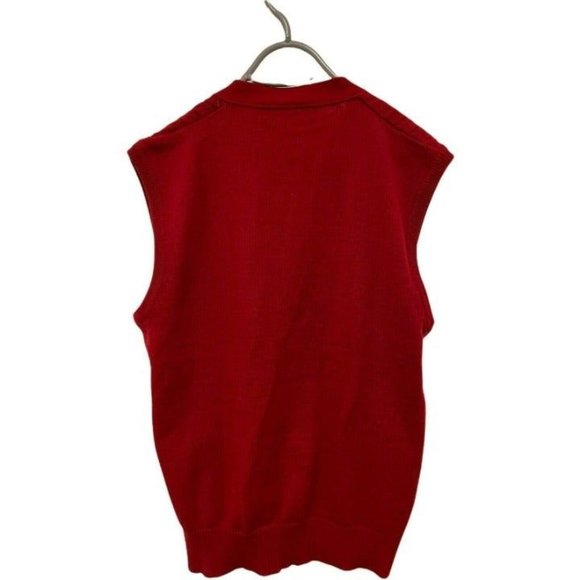 Vintage Haband Mens Sweater Vest Red M Acrylic Size Large Street Wear Vest - Picture 2 of 4